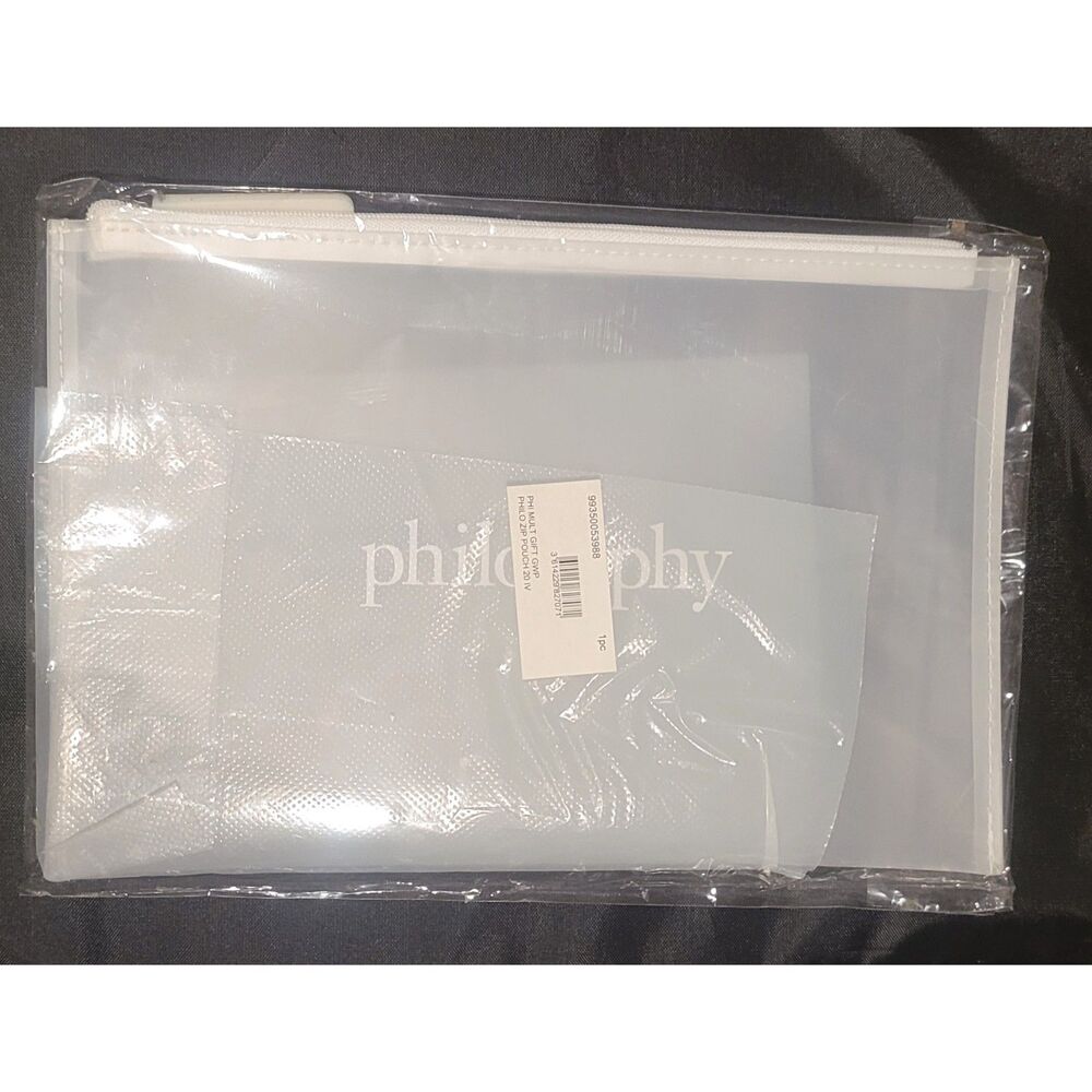 PHILOSOPHY Toiletry Cosmetic Makeup Travel Bag With Zipper Waterproof CLEAR NEW